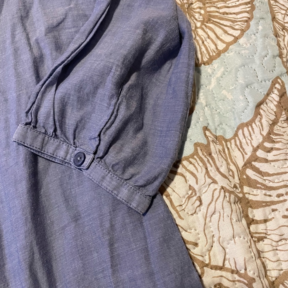 WOMEN'S ANN TAYLOR LOFT BLUE LONG SLEEVE HALF BUTTON DOWN SHIRT SIZE small - Picture 4 of 7